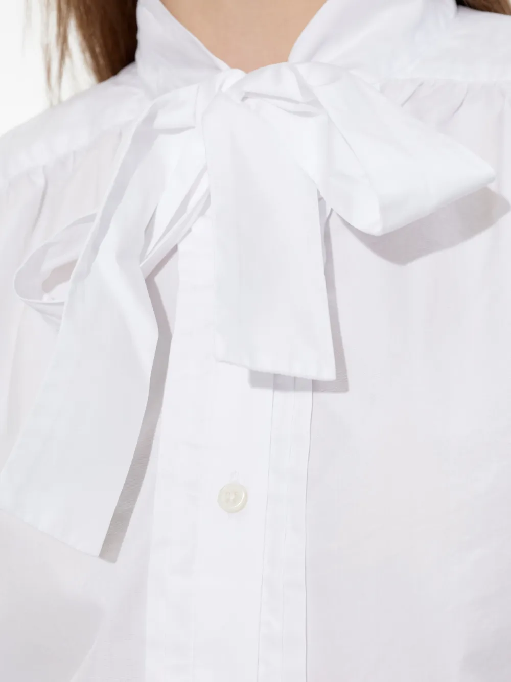 R13 Tie-detail Long-sleeve Shirt in White, view 5