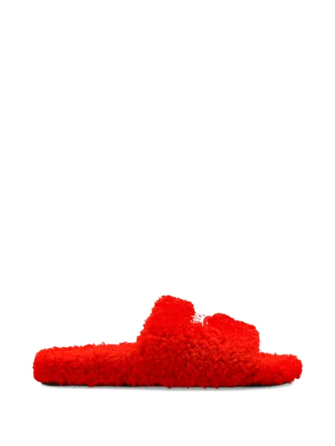 Balenciaga logo-embroidered shearling-effect sandals
