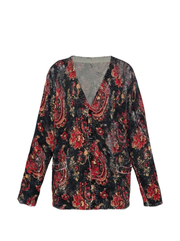 R13 Paisley-print Cardigan in Black