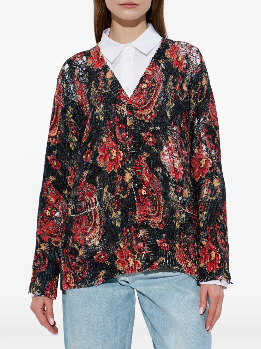  R13 Paisley-print Cardigan - Black 