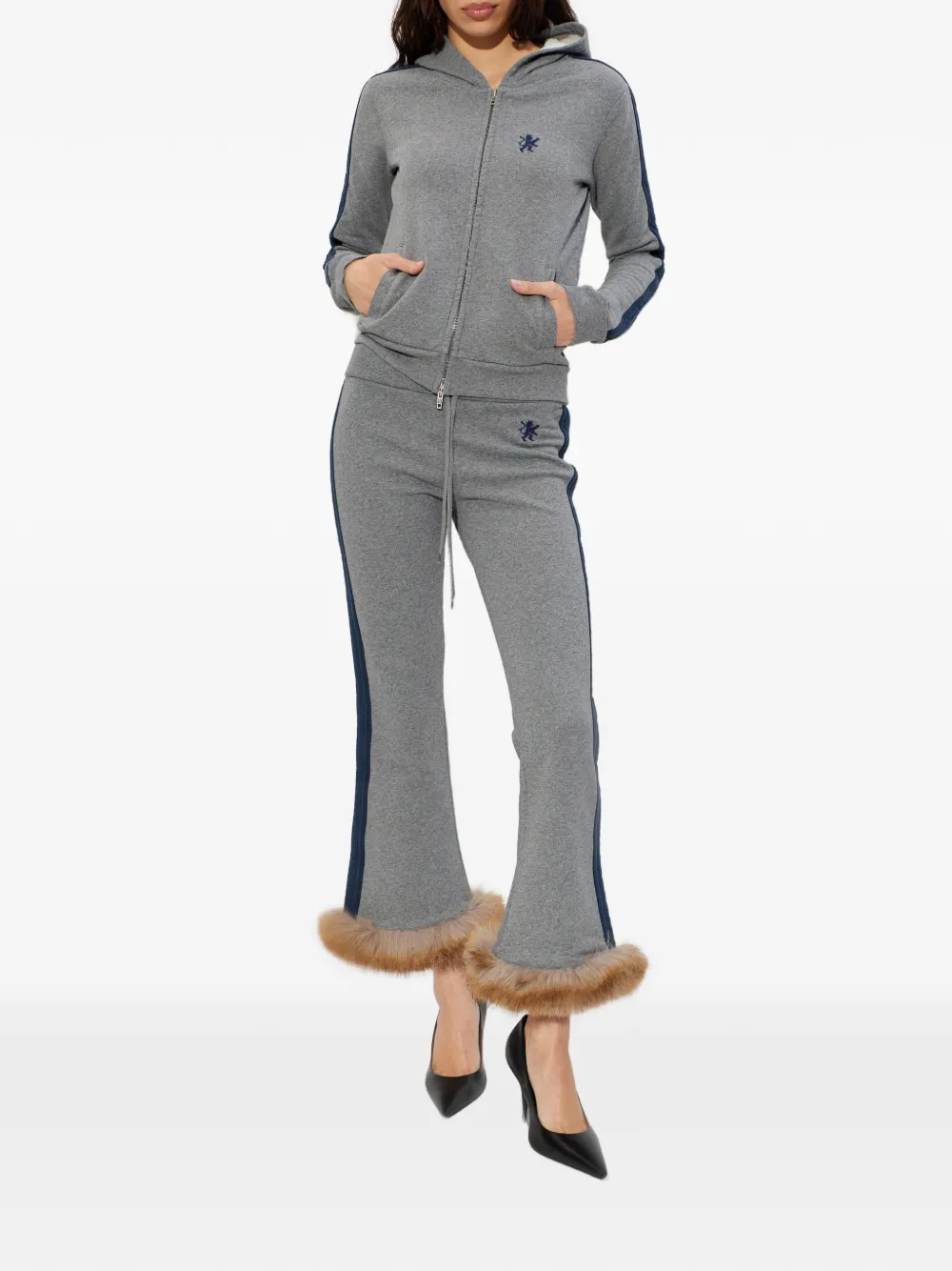 Balenciaga Broek met afwerking van bont Grijs