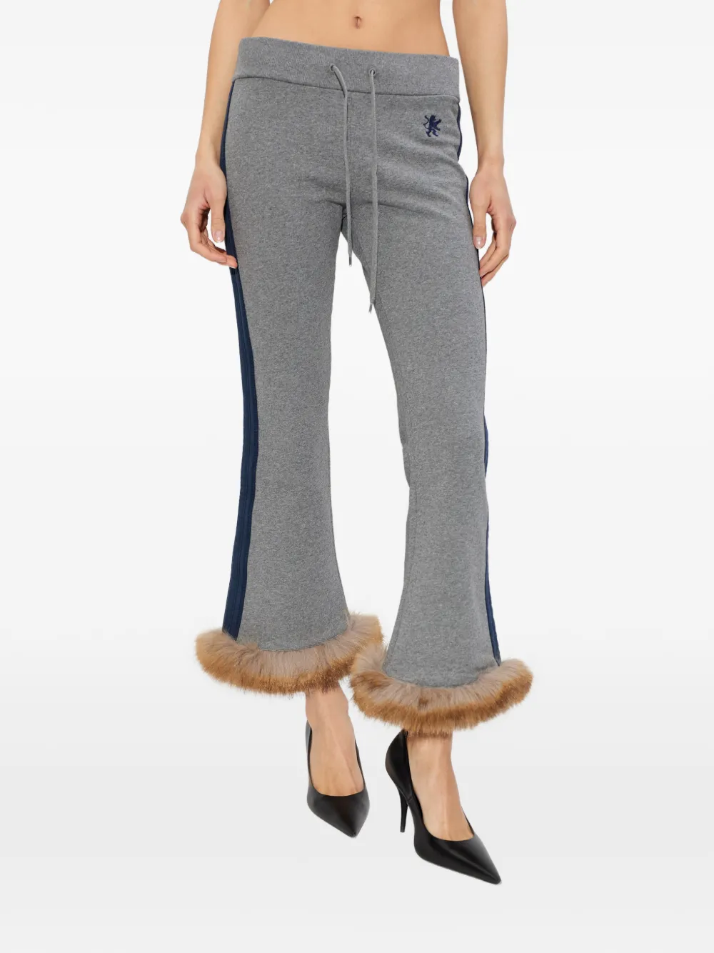 Balenciaga Broek met afwerking van bont Grijs