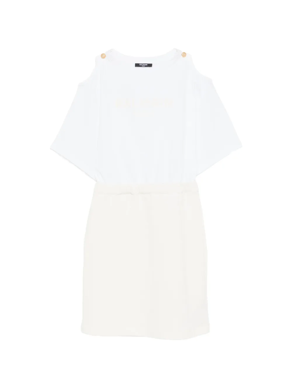 Balmain Kids cold-shoulder dress - Bianco