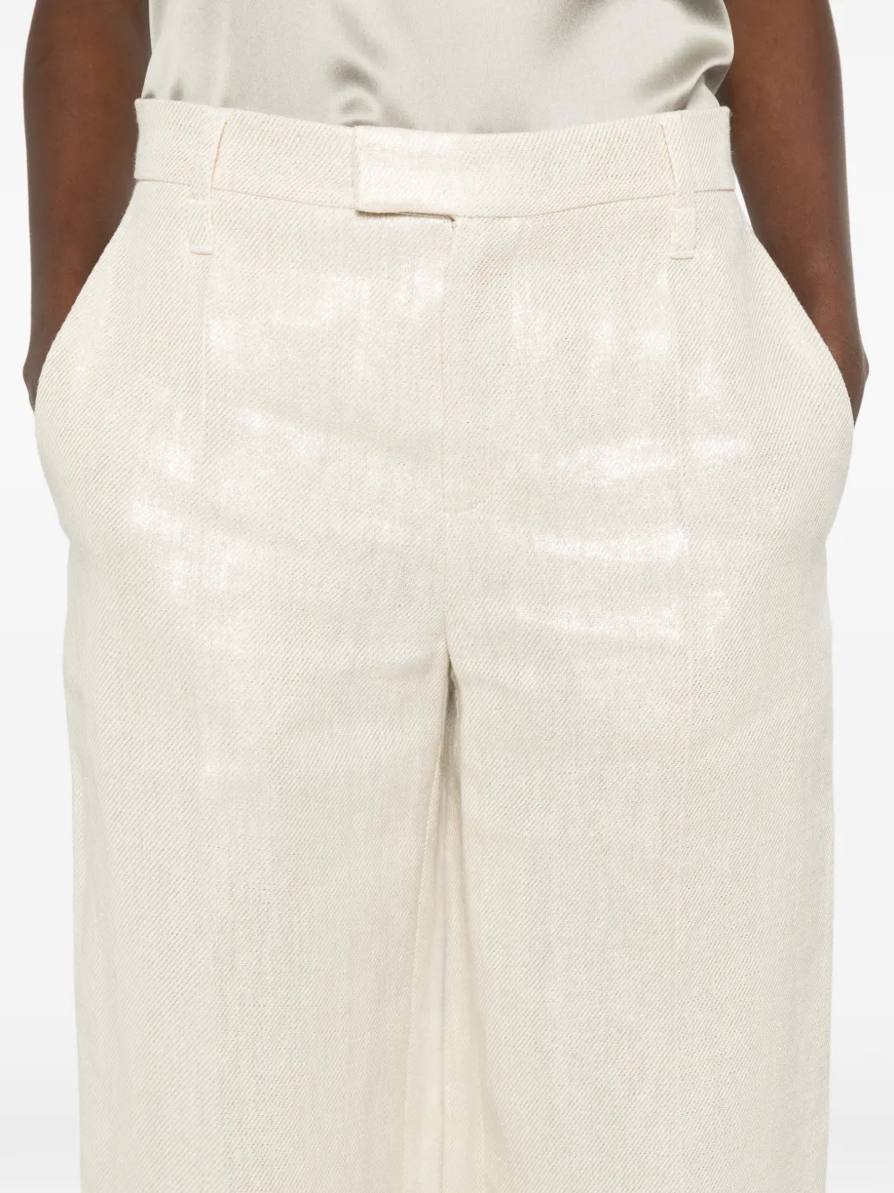 Brunello Cucinelli Linnen palazzo broek met lurex-effect Beige