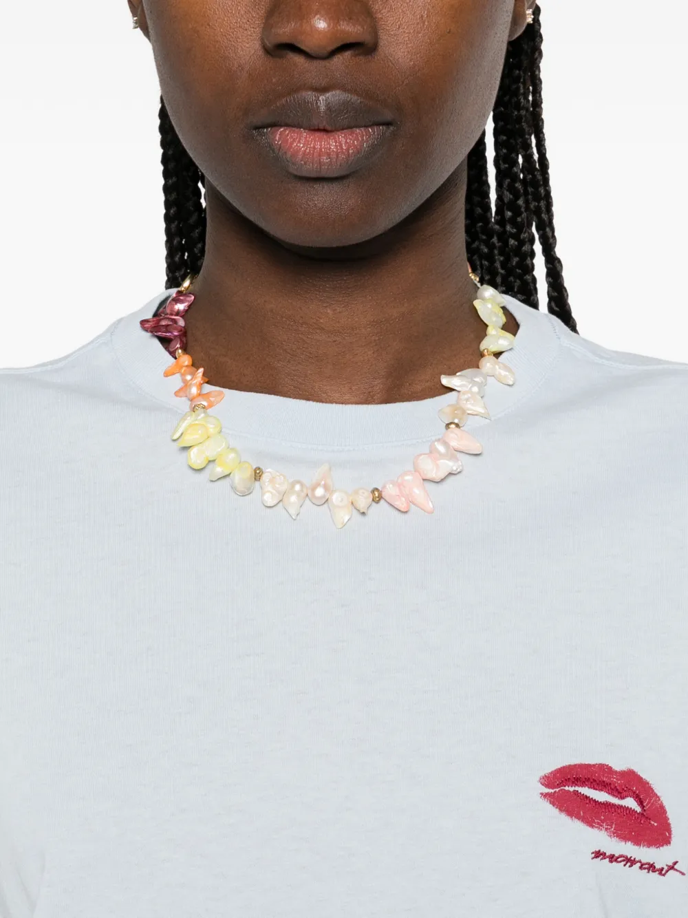 Marant Étoile Lip Motif T-shirt in Blue, view 5