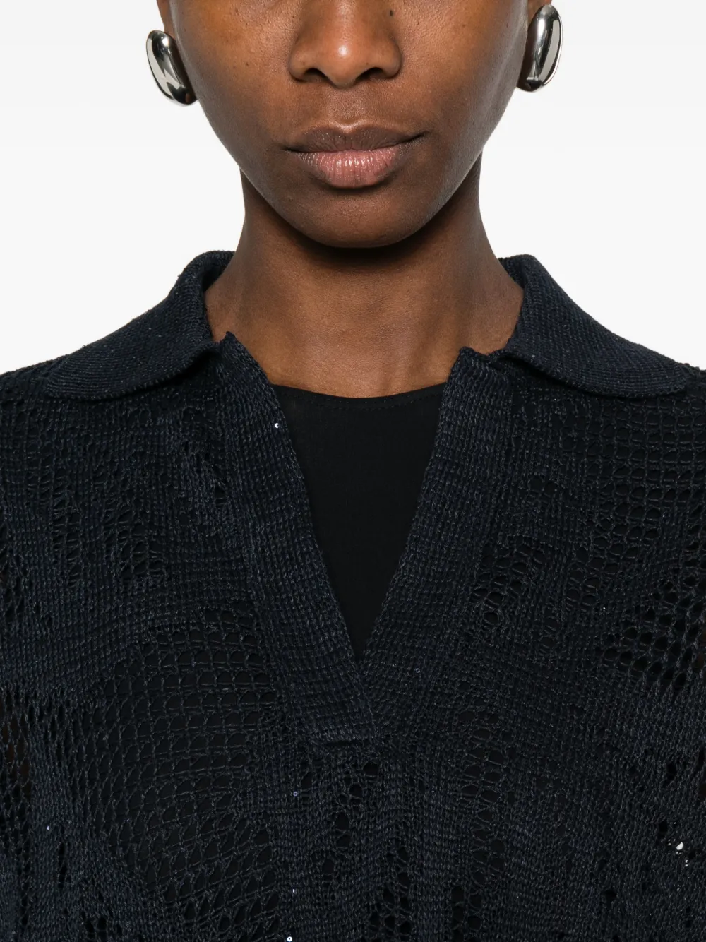 Brunello Cucinelli Opengebreide trui met V-hals Blauw