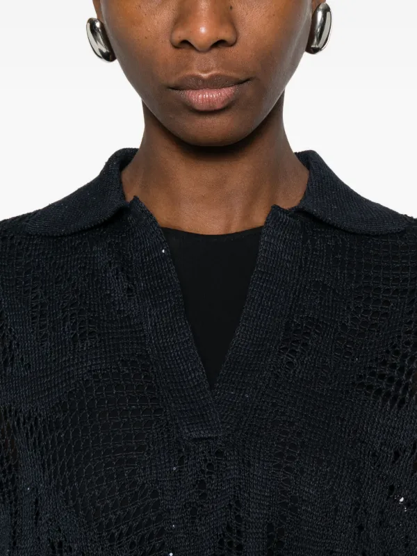 Brunello Cucinelli V-neck open-knit Sweater | Blue | FARFETCH