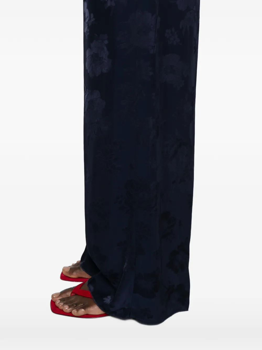 Forte Broek met bloemen jacquard Blauw