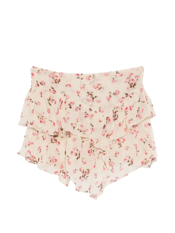 Marant Étoile Ruffled Floral Skirt in Neutrals