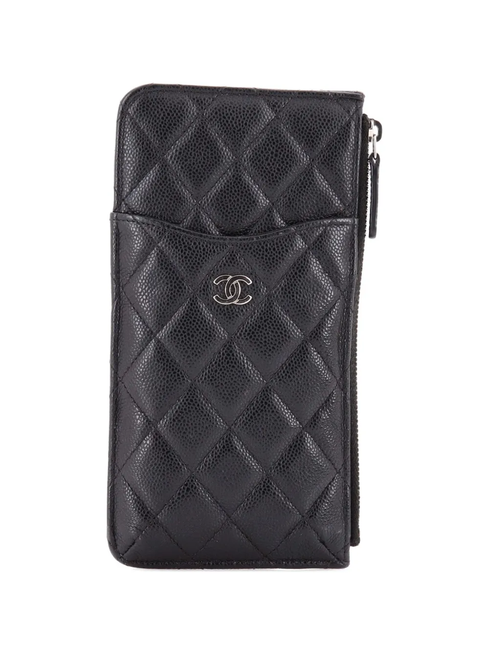 CHANEL Pre-Owned Classic Phone Case Quilted Caviar pouch - Nero