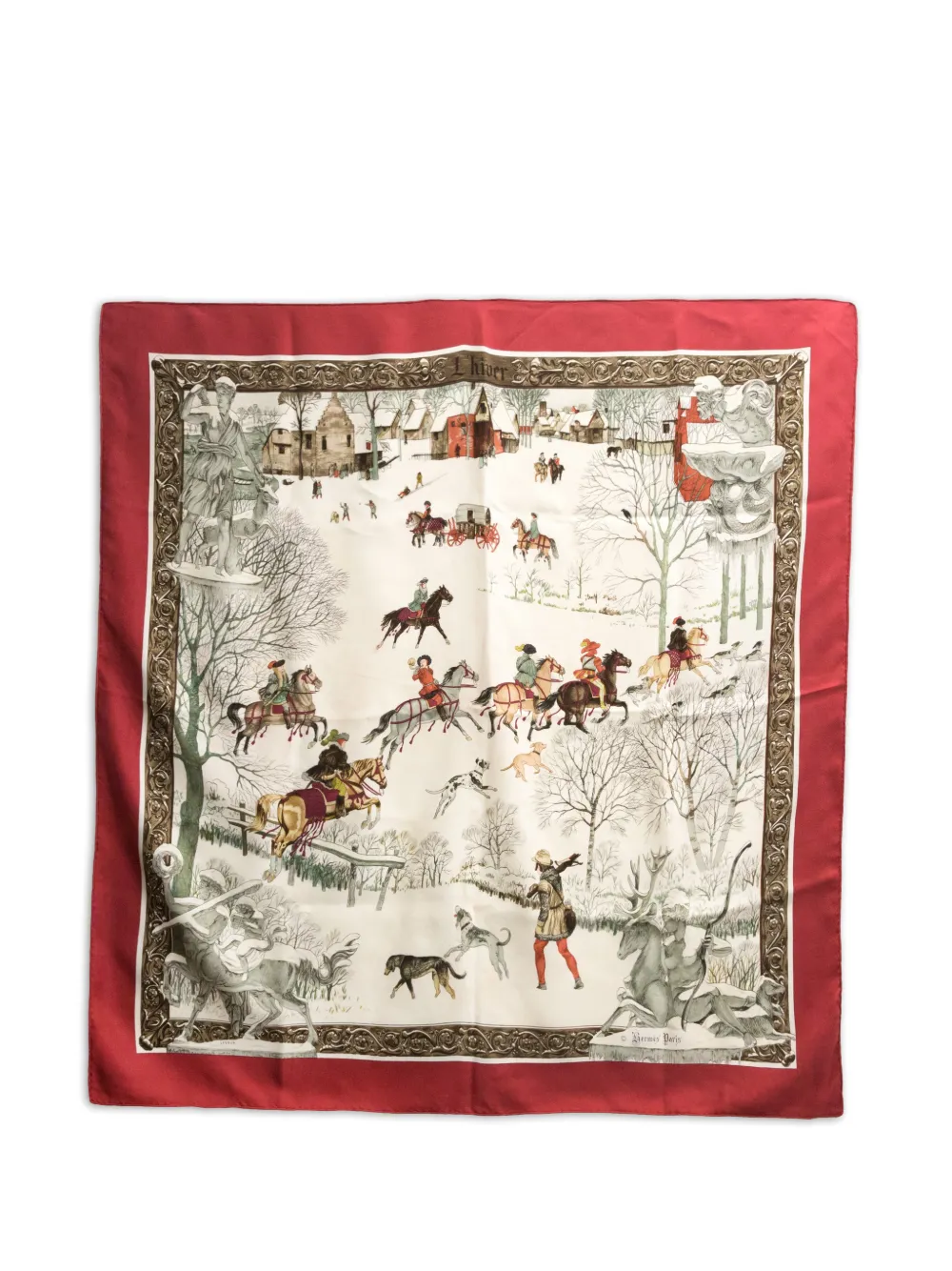 Hermès Pre-Owned 1970s L’Hiver silk scarf - Toni neutri