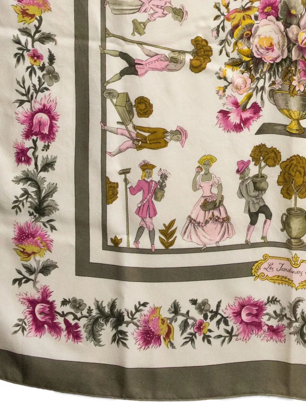 Hermès Pre-owned 1967 Les Jardiniers Du Roy Floral-print Silk Scarf in Neutrals, view 5