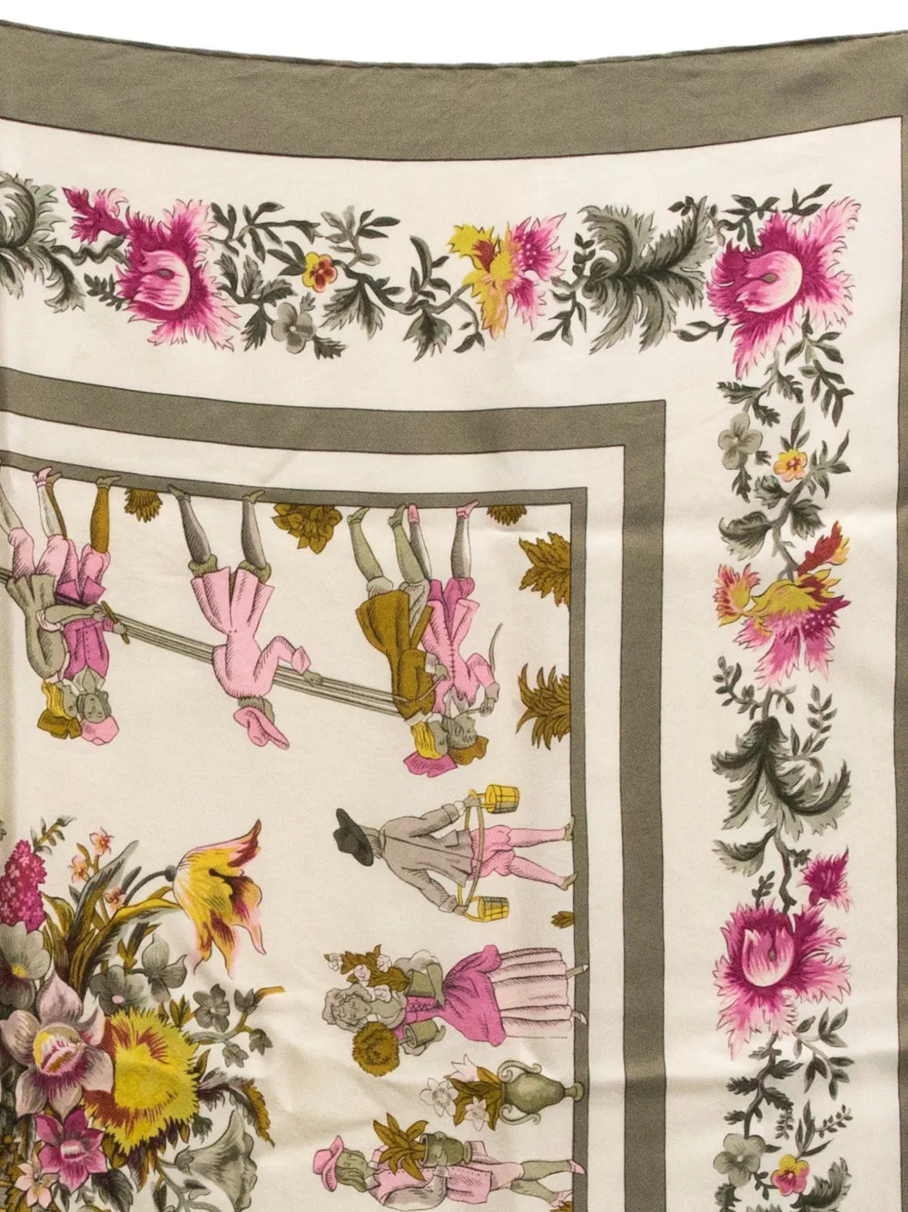 Hermès Pre-owned 1967 Les Jardiniers Du Roy Floral-print Silk Scarf in Neutrals, view 3