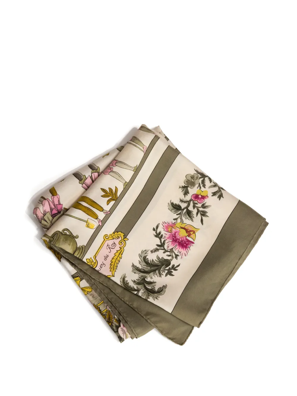 Hermès Pre-owned 1967 Les Jardiniers Du Roy Floral-print Silk Scarf in Neutrals, view 2