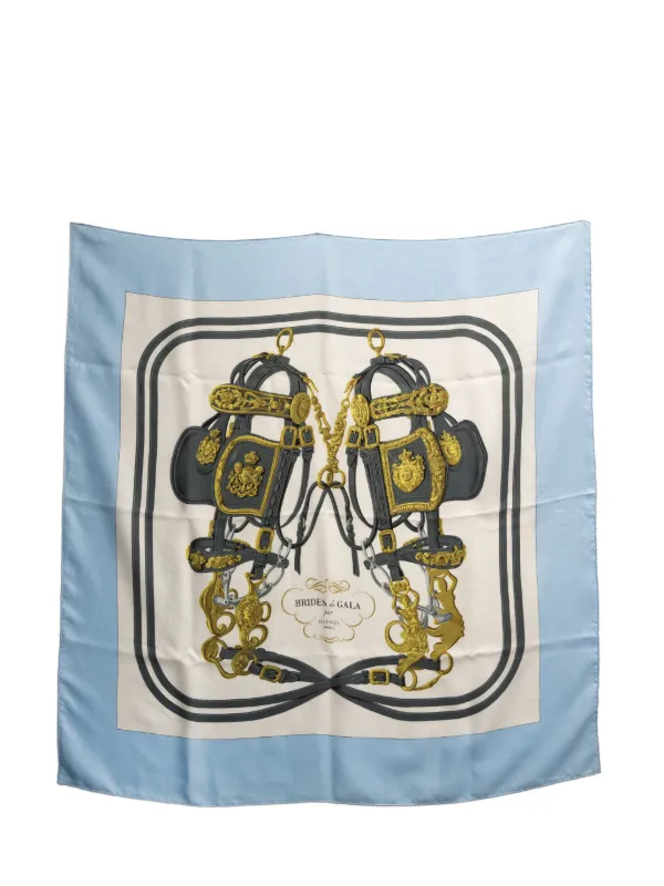 Hermès Pre-owned 1957 Brides De Gala Silk Scarf in White