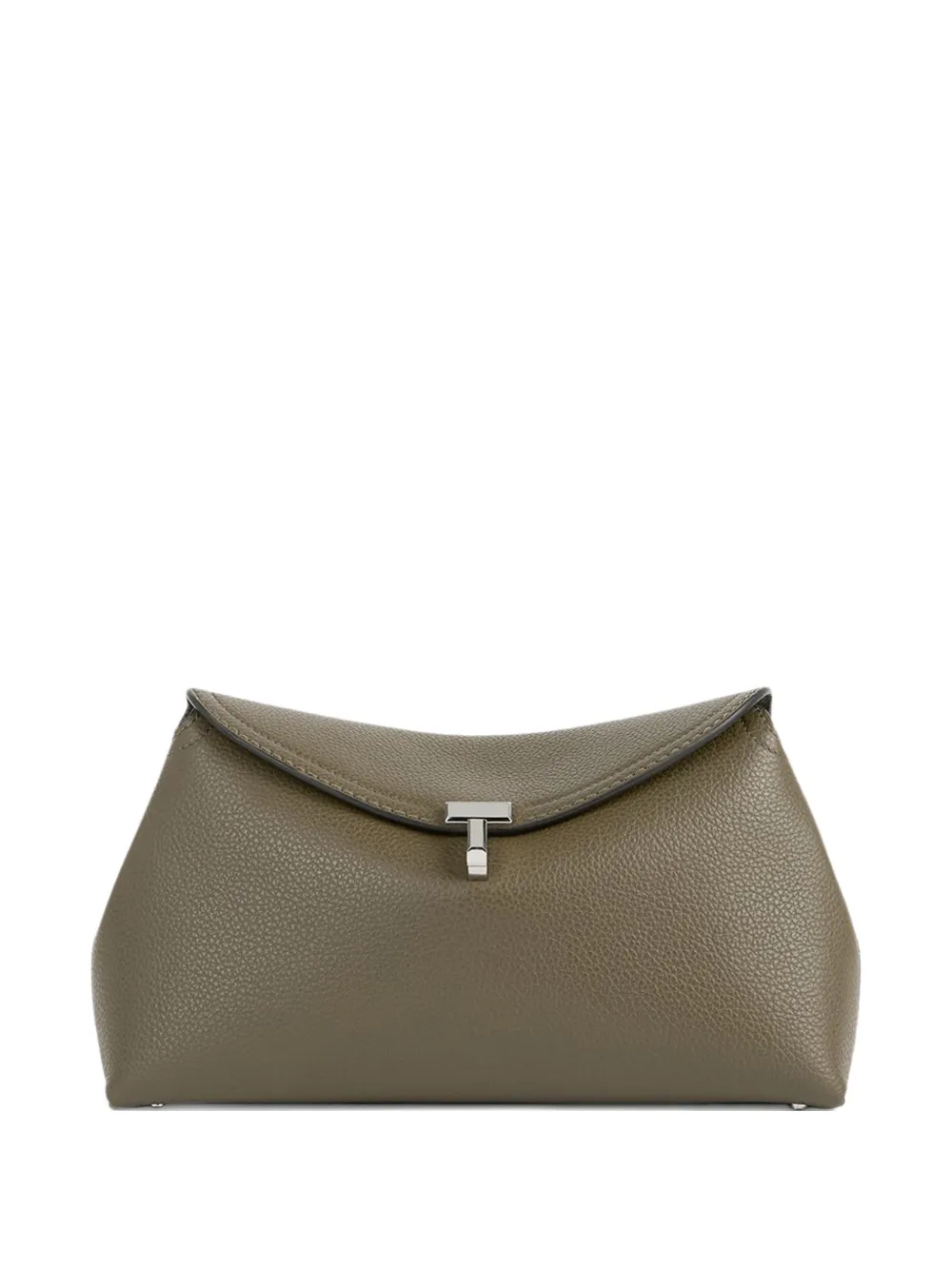 TOTEME T-lock hammered leather clutch bag - Verde