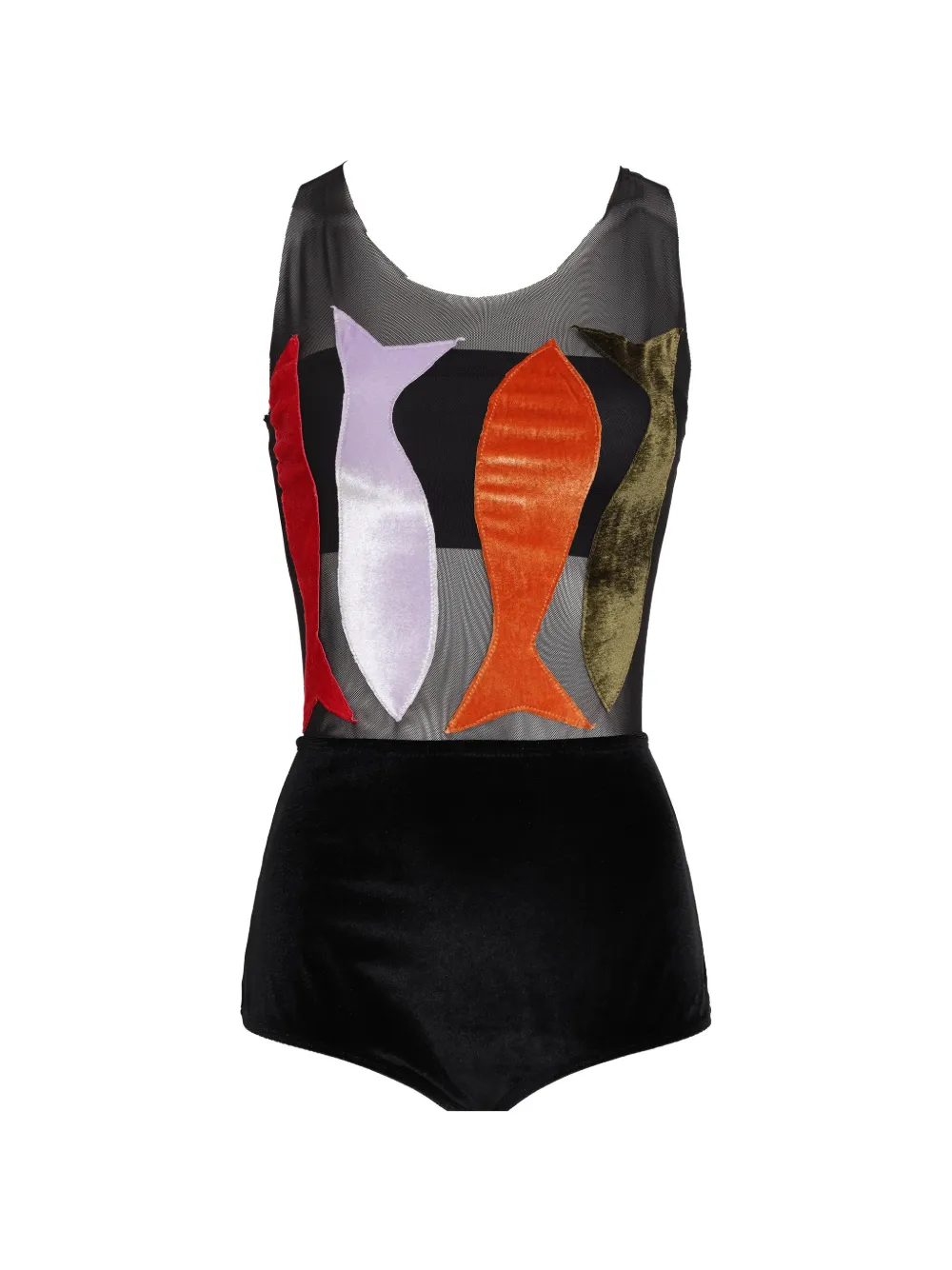 Brigitte Carnaval/Festival Sardinhas fish-appliqué swimsuit - Nero