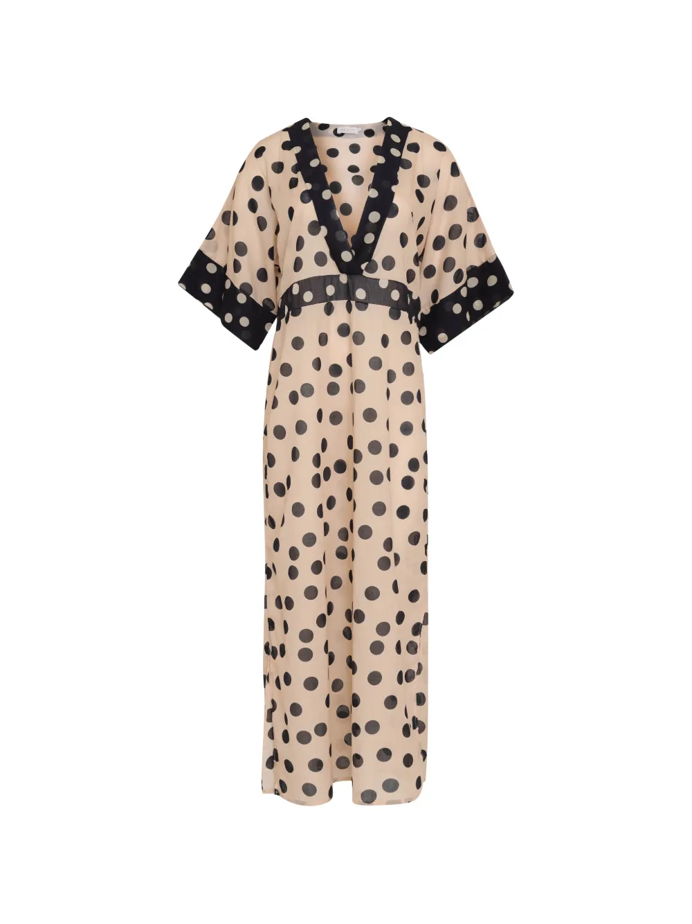 Brigitte polka-dot V-neck midi beach dresses - Nude