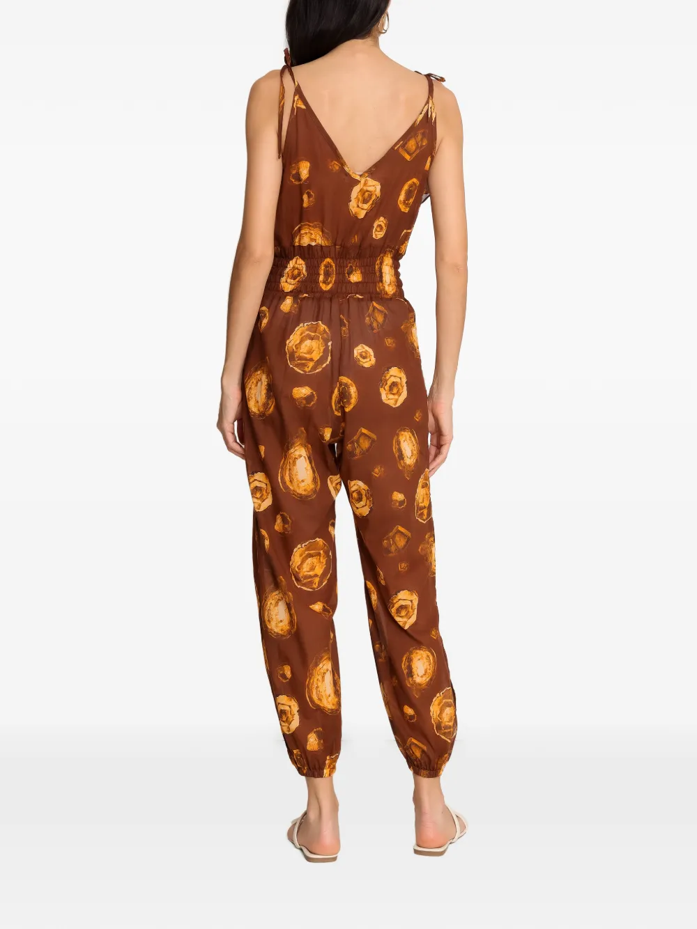  Brigitte Anne V-neck Jumpsuit - Brown 