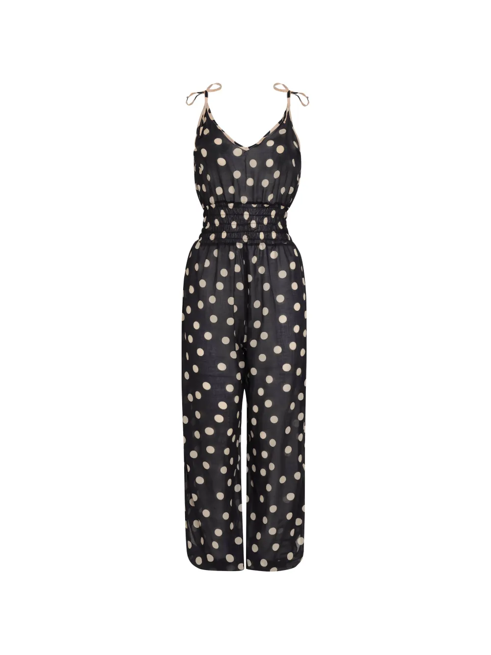 Brigitte Anne polka-dot tie-strap jumpsuit - Nero