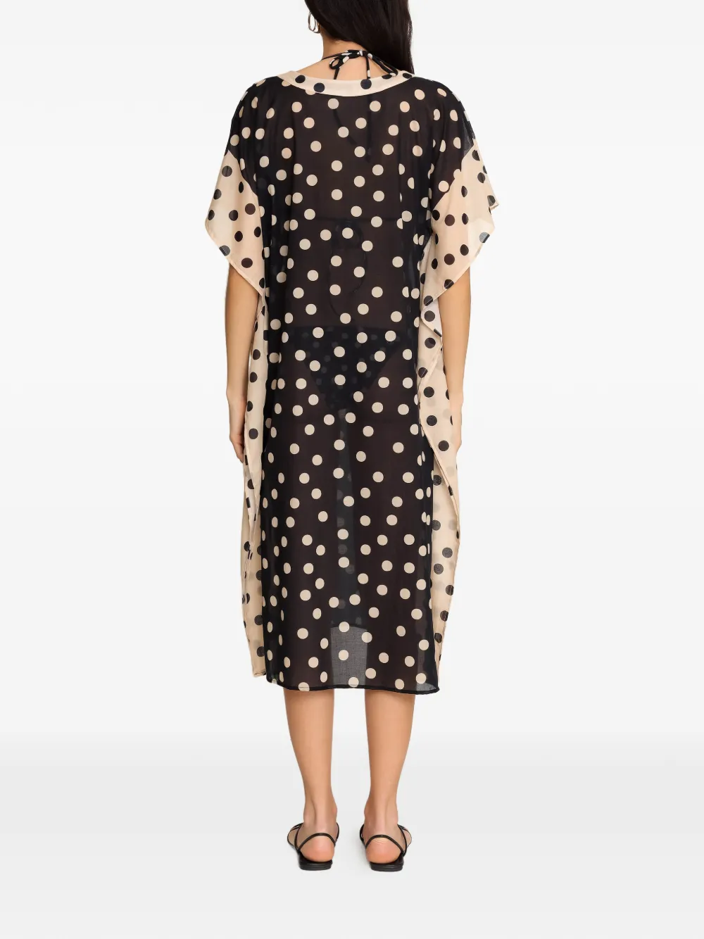  Brigitte Duda Polka-dot Midi Beach Dress - Black 