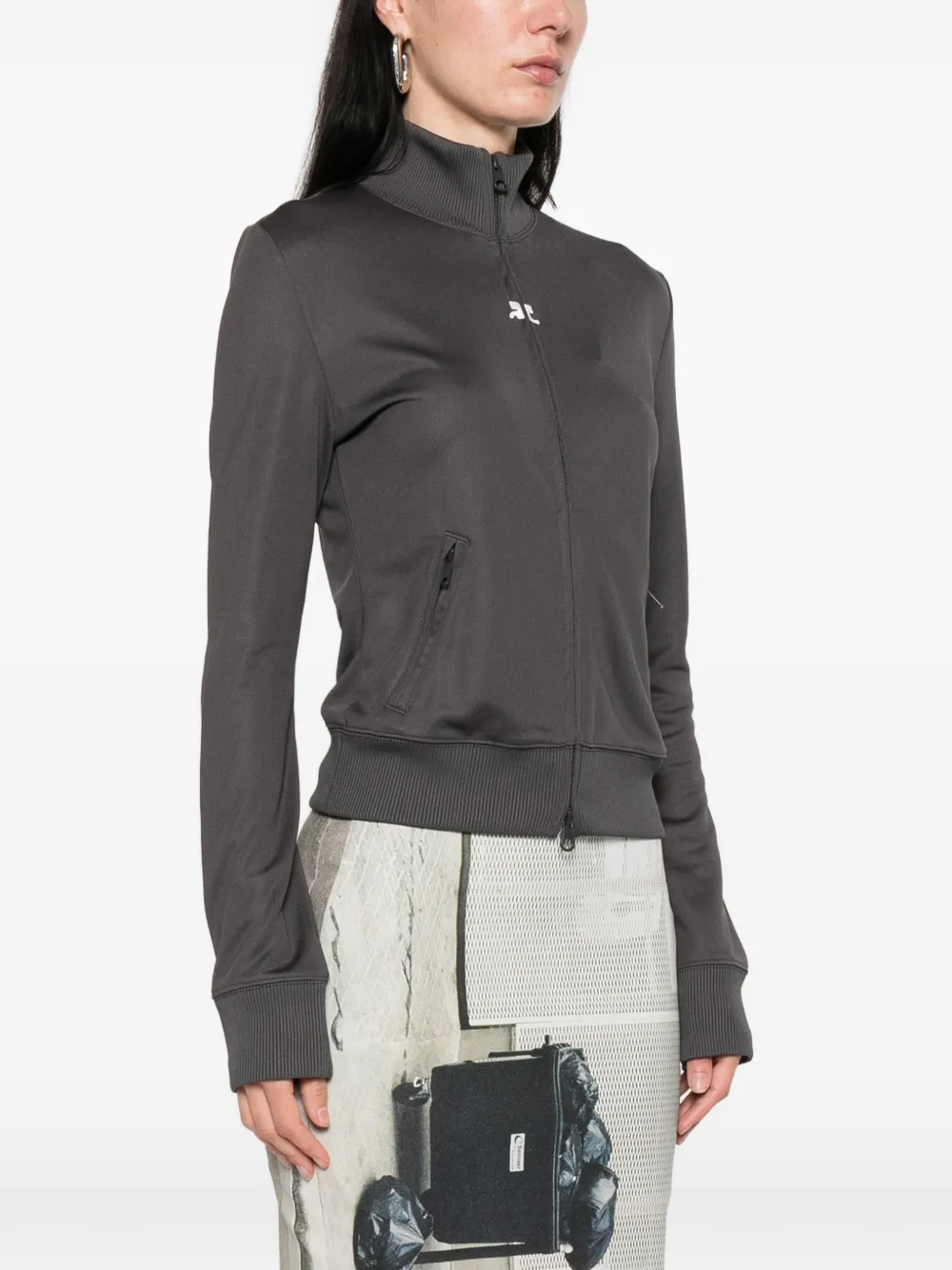  Courrèges Zip Logo Sweatshirt - Grey 