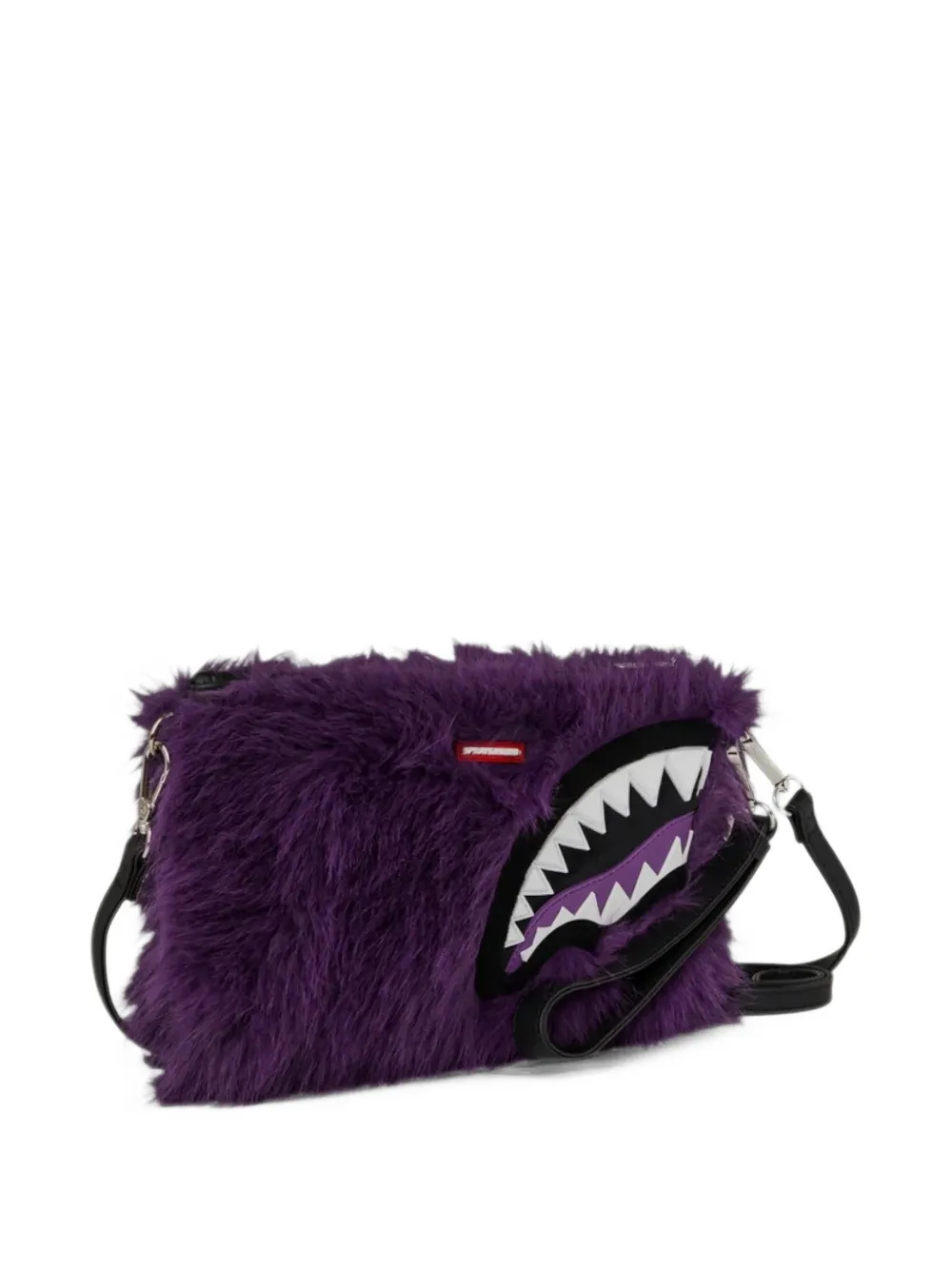 Sprayground Furzilla Shark Mouth faux-fur clutch bag Paars