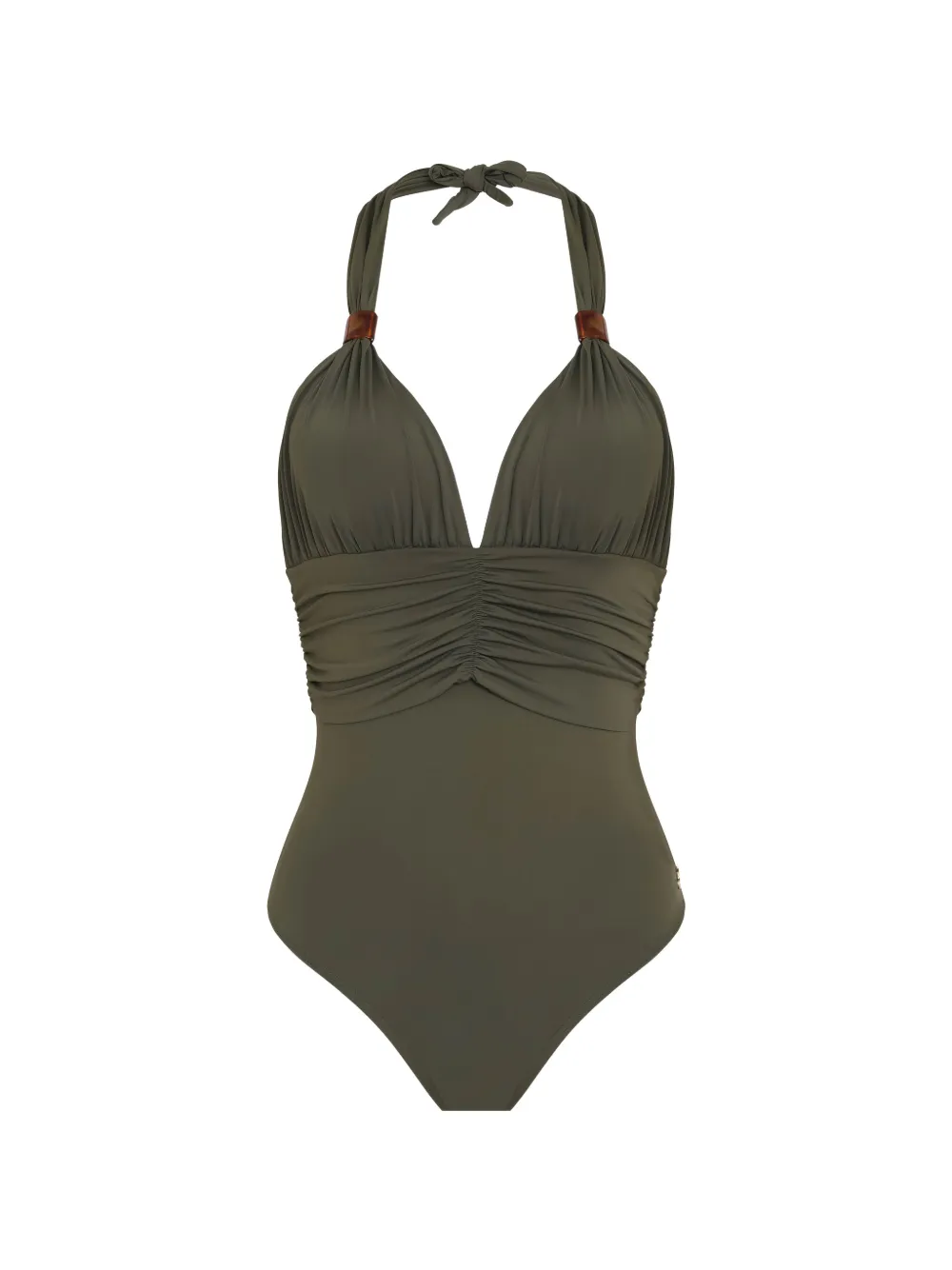 Brigitte Ivana ruched halterneck swimsuit - Verde