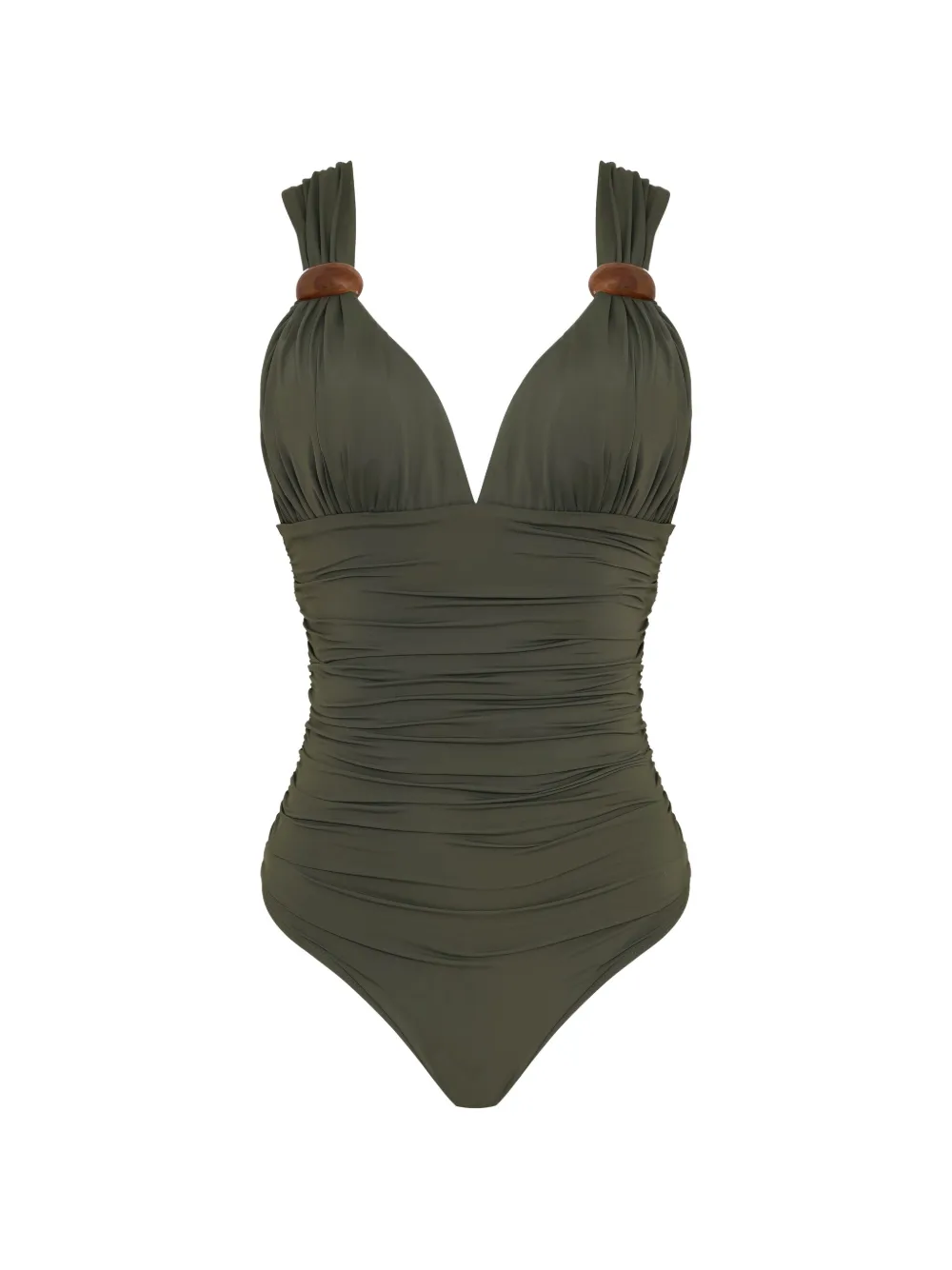 Brigitte Eli ruched ring-detail swimsuit - Verde