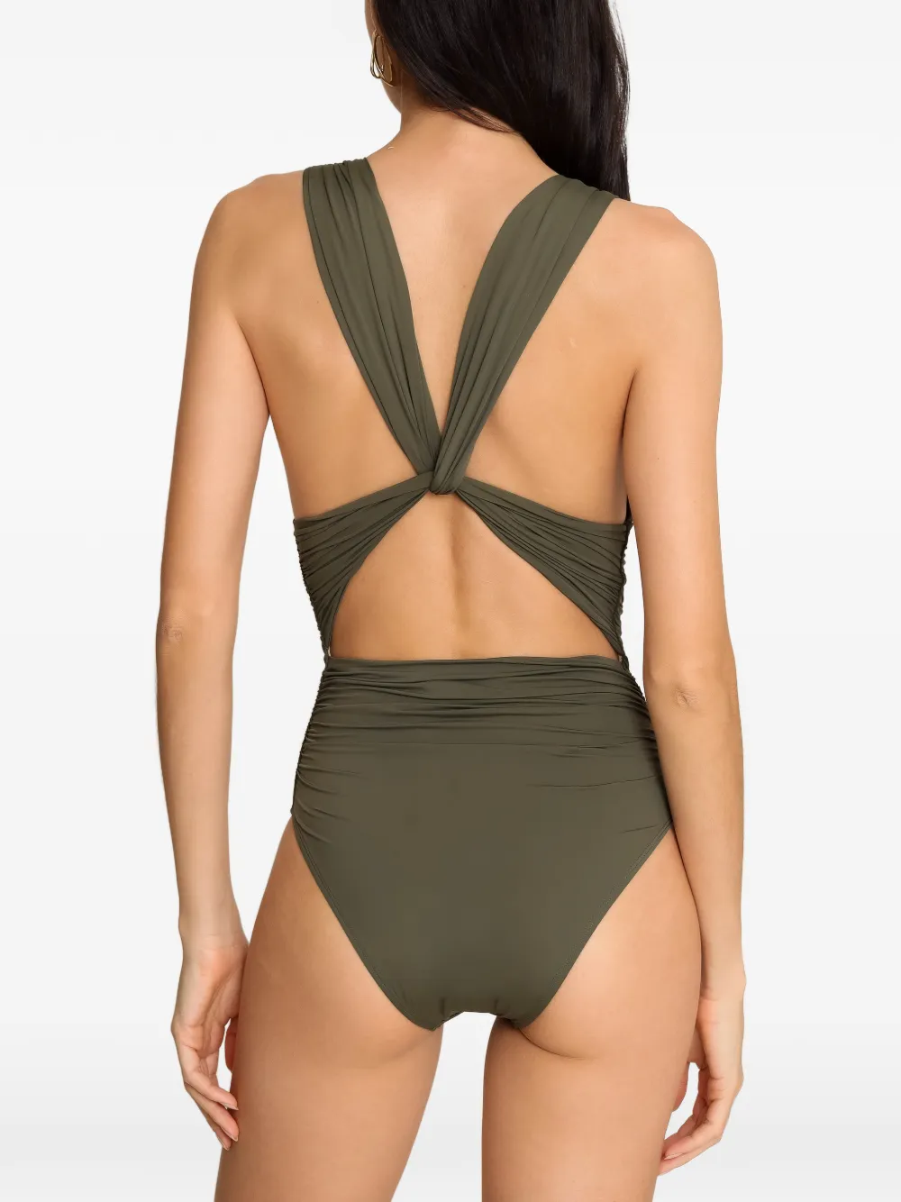  Brigitte Eli Ruched Ring-detail Swimsuit - Green 