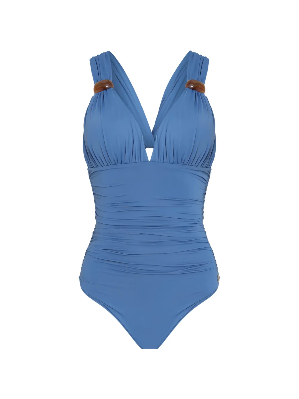 Brigitte Eli gathered V-neck swimsuit - Blu