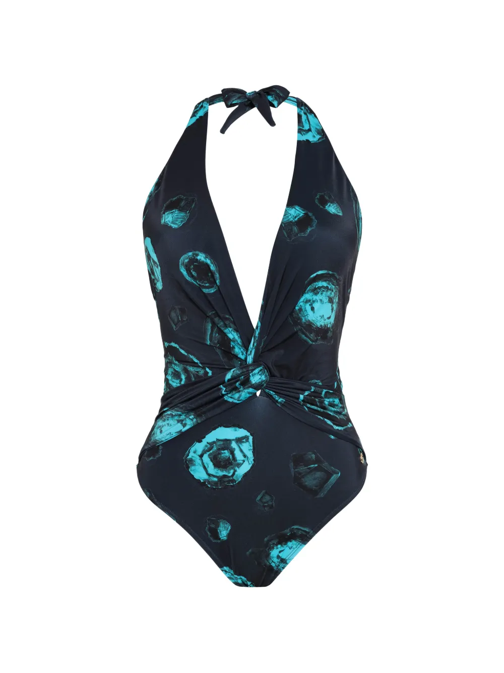 Brigitte Aline V-neck knot swimsuit - Blu