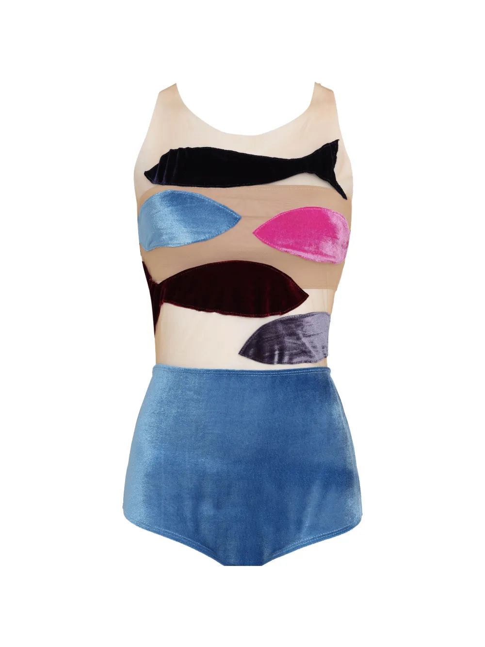 Brigitte Carnaval/Festival Aquario fish-appliqued swimsuit - Blu