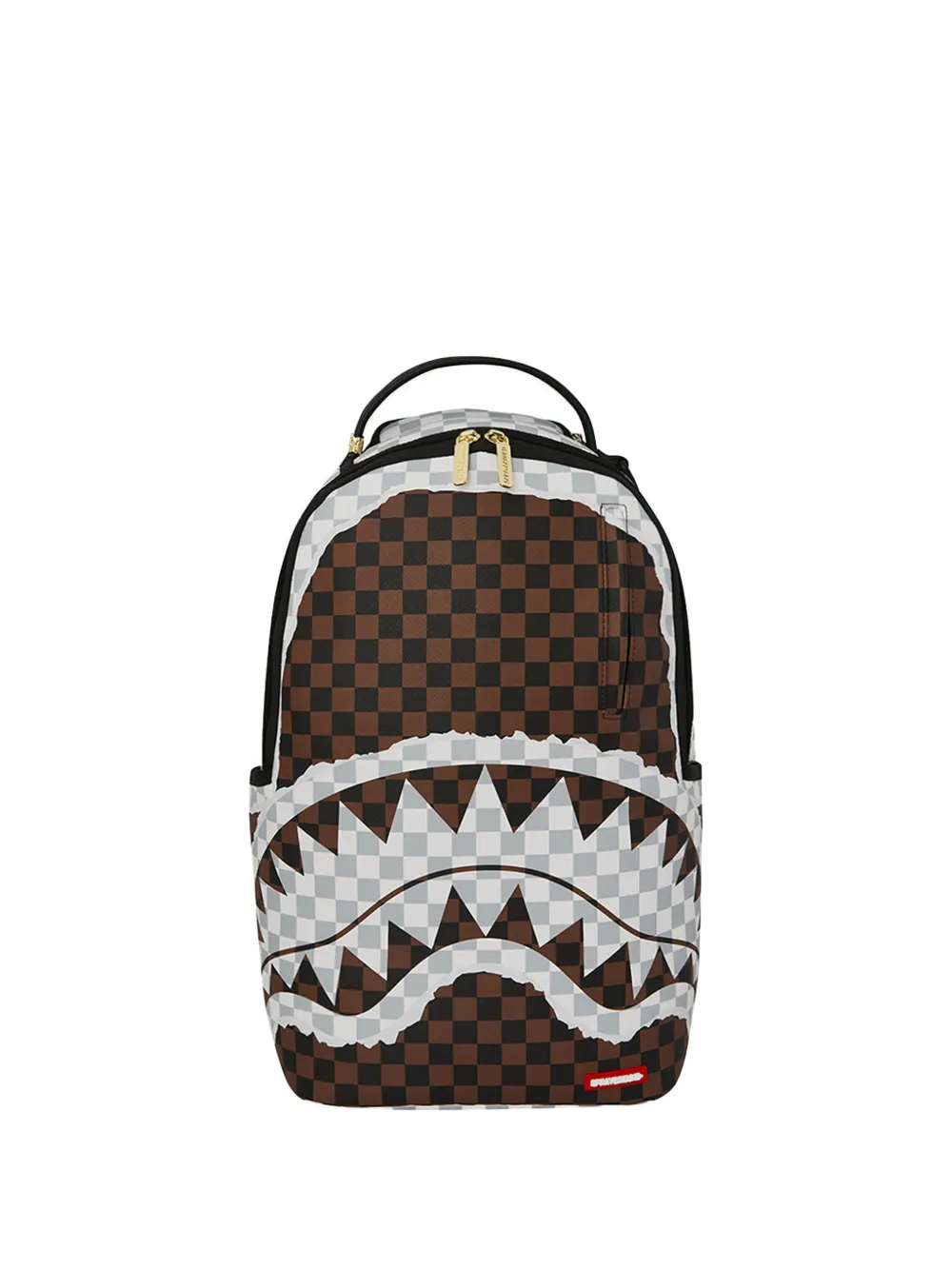 Sprayground checked shark-motif backpack - Marrone