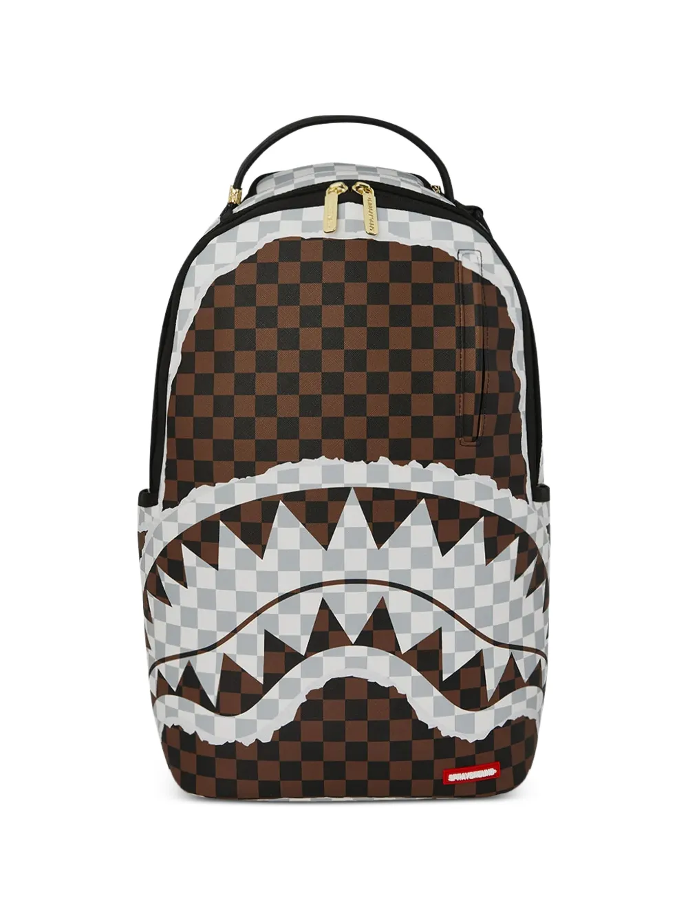 Sprayground checked shark-motif backpack - Marrone