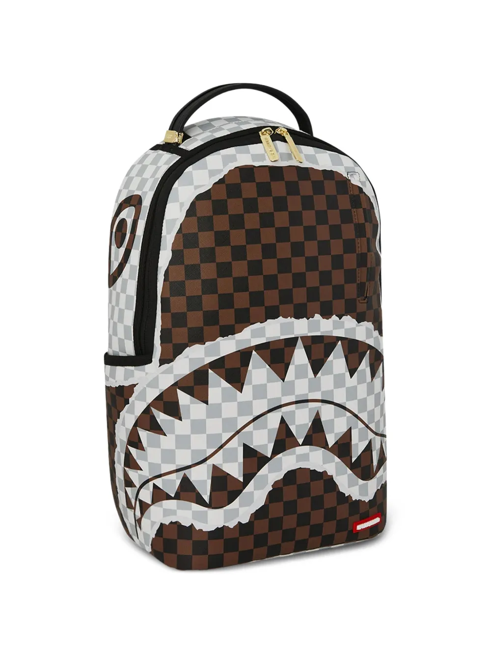  Sprayground Checked Shark-motif Backpack - Brown 