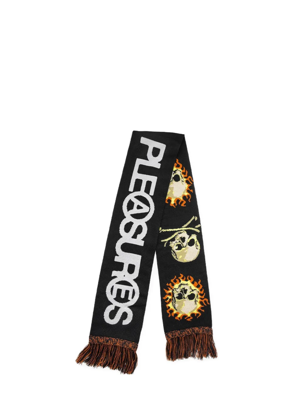 Pleasures Zine skull fringed scarf - Nero
