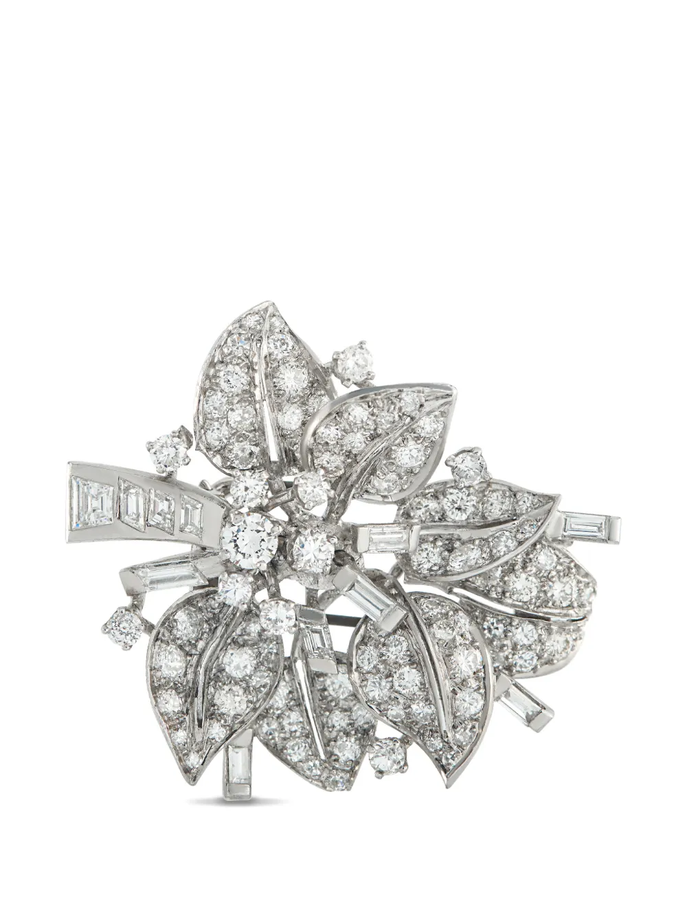 Seaman Schepps leaf-motif diamond brooch - Silber