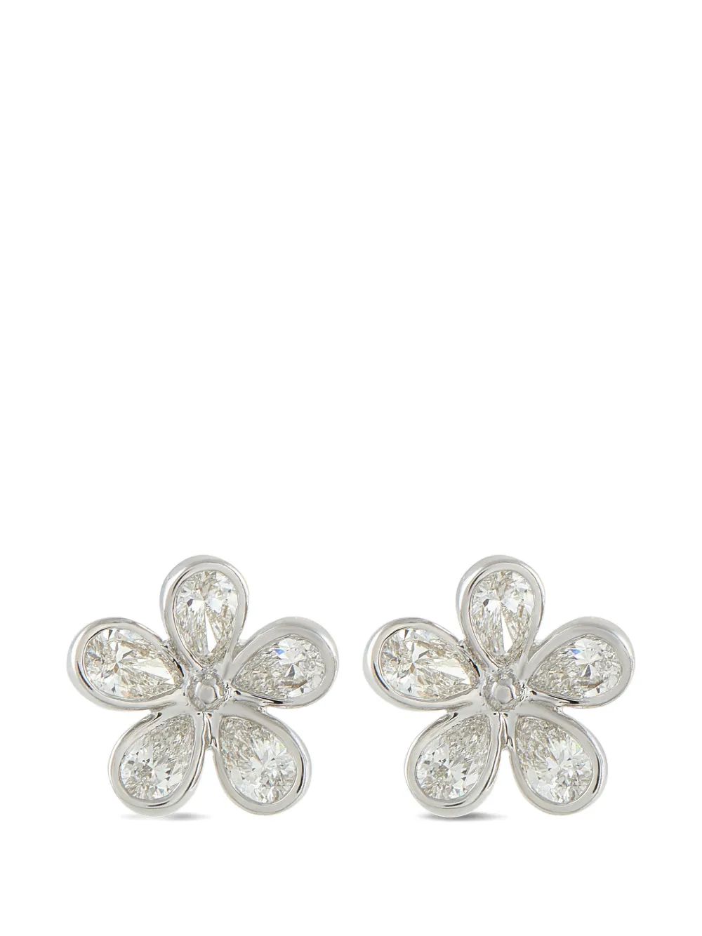 LB Exclusive floral-motif diamond stud earrings - Argento
