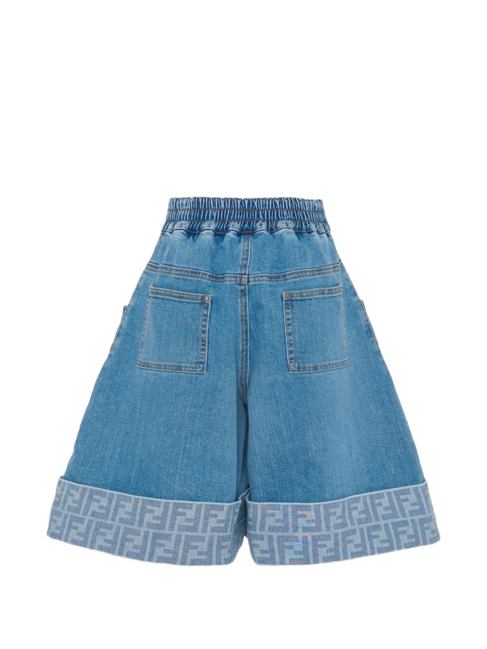 Fendi Kids Shorts met omgeslagen logo Blauw