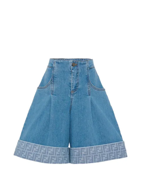Fendi Kids turn-up logo shorts
