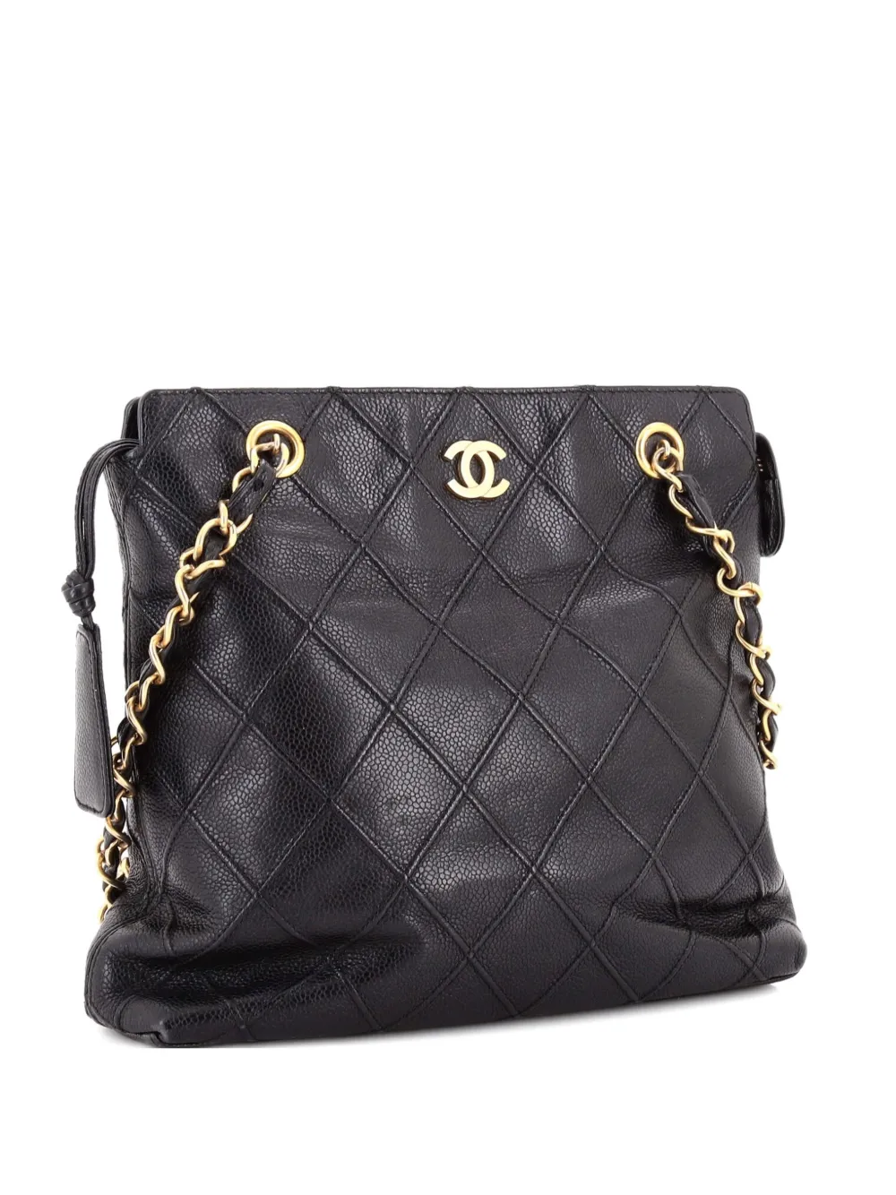 CHANEL Pre-Owned Zipped Chain Quilted Caviar Medium tote bag - Nero