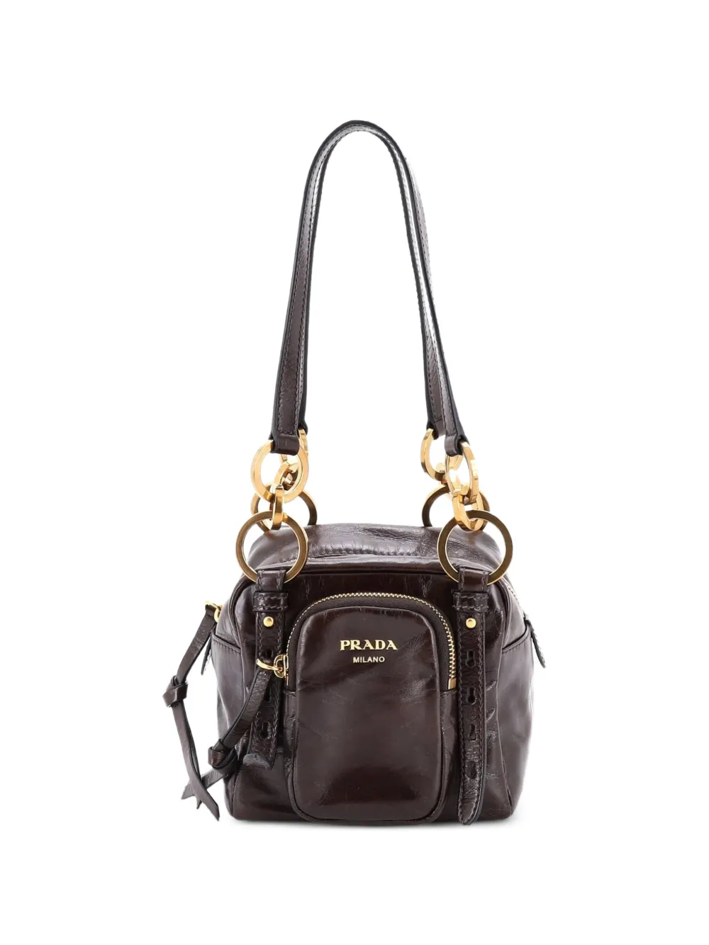 Prada Pre-Owned Dangle Top Handle Bag Leather Mini satchel - Marrone