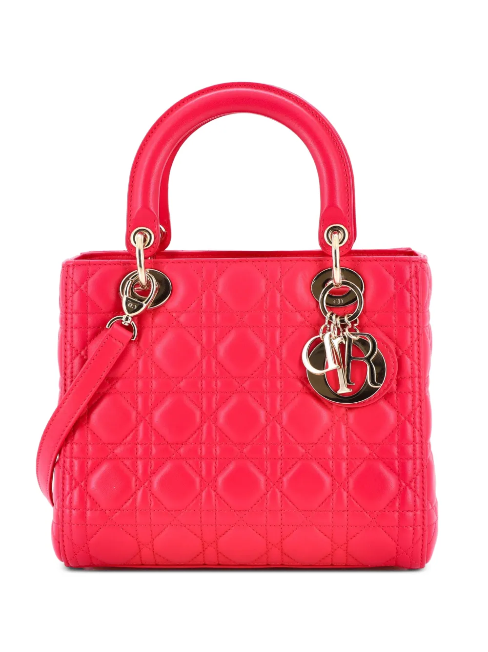 Christian Dior Pre-Owned Lady Dior Bag Cannage Quilt Lambskin Medium satchel - Rosa