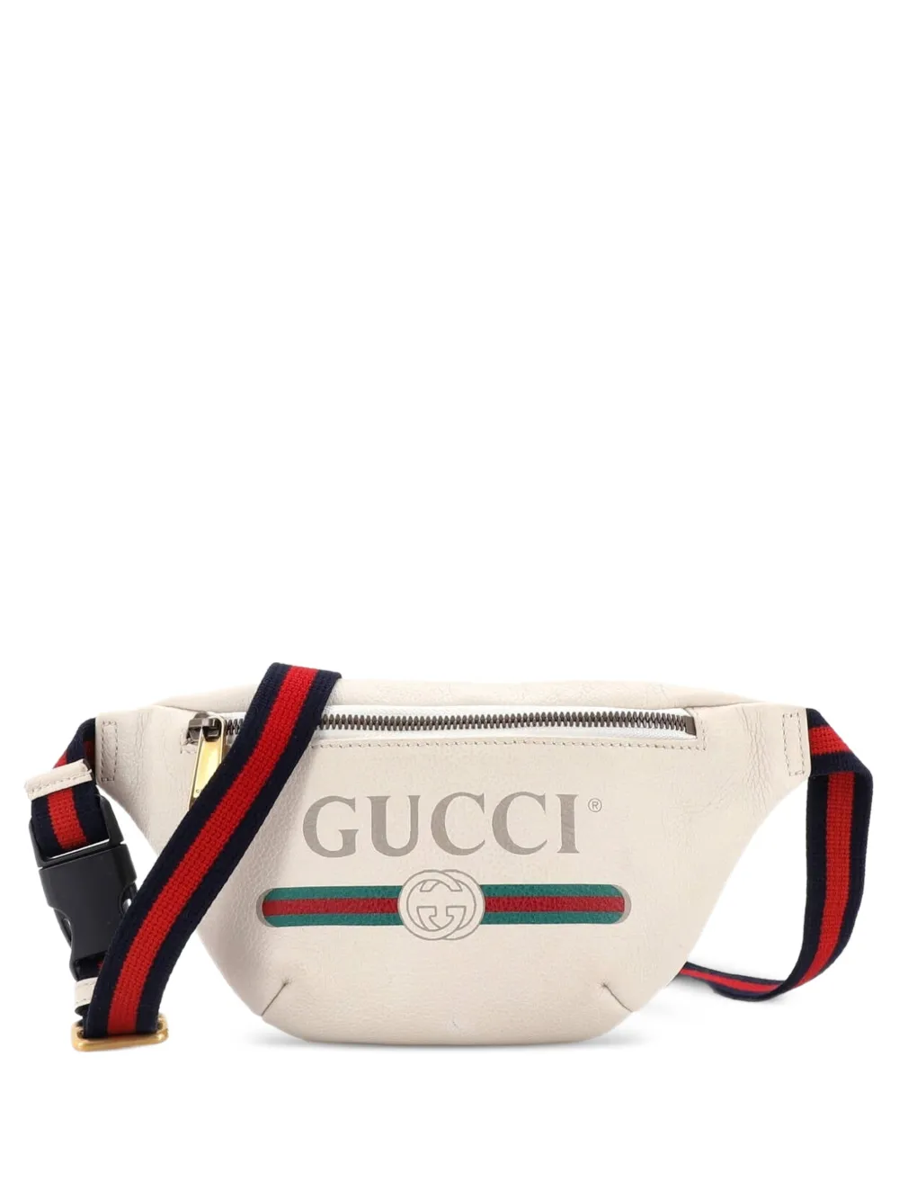 Gucci Pre-Owned Logo Printed Leather Small belt bag - Bianco