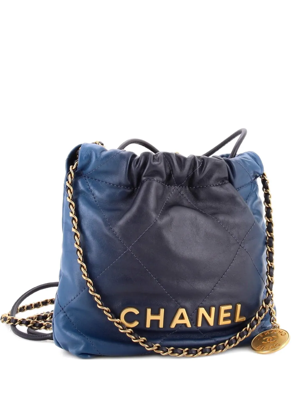 CHANEL Pre-Owned 22 Chain Hobo Quilted Shaded Calfskin Mini crossbody bag - Blu