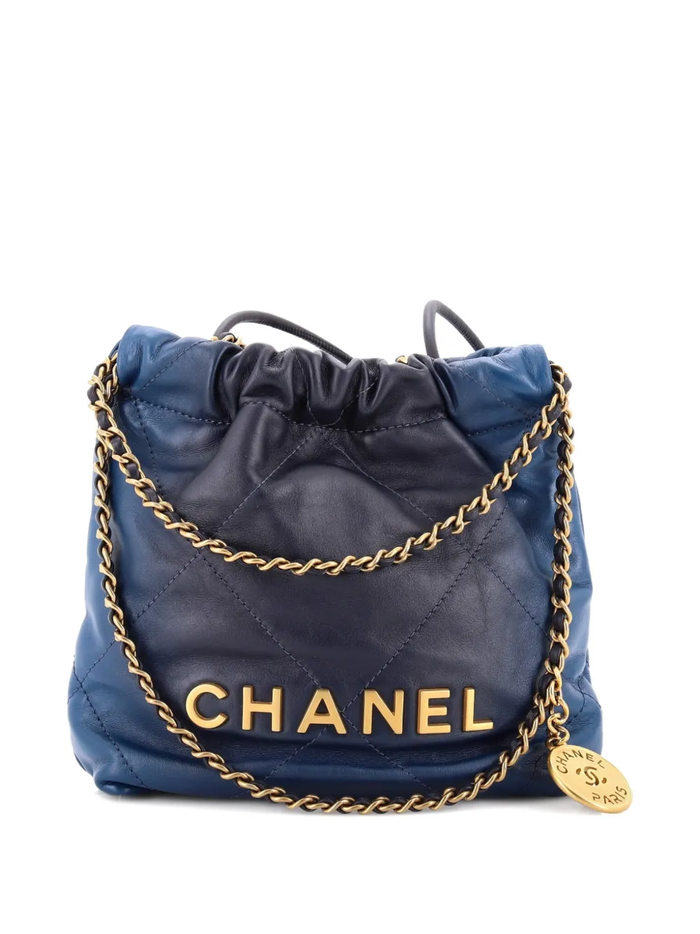 CHANEL Pre-Owned 22 Chain Hobo Quilted Shaded Calfskin Mini crossbody bag - Blu