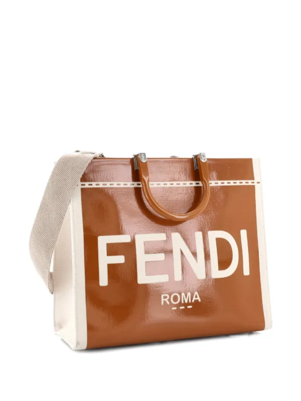 Fendi Pre-Owned Sunshine Shopper Patent Large Tote Bag | Neutrals