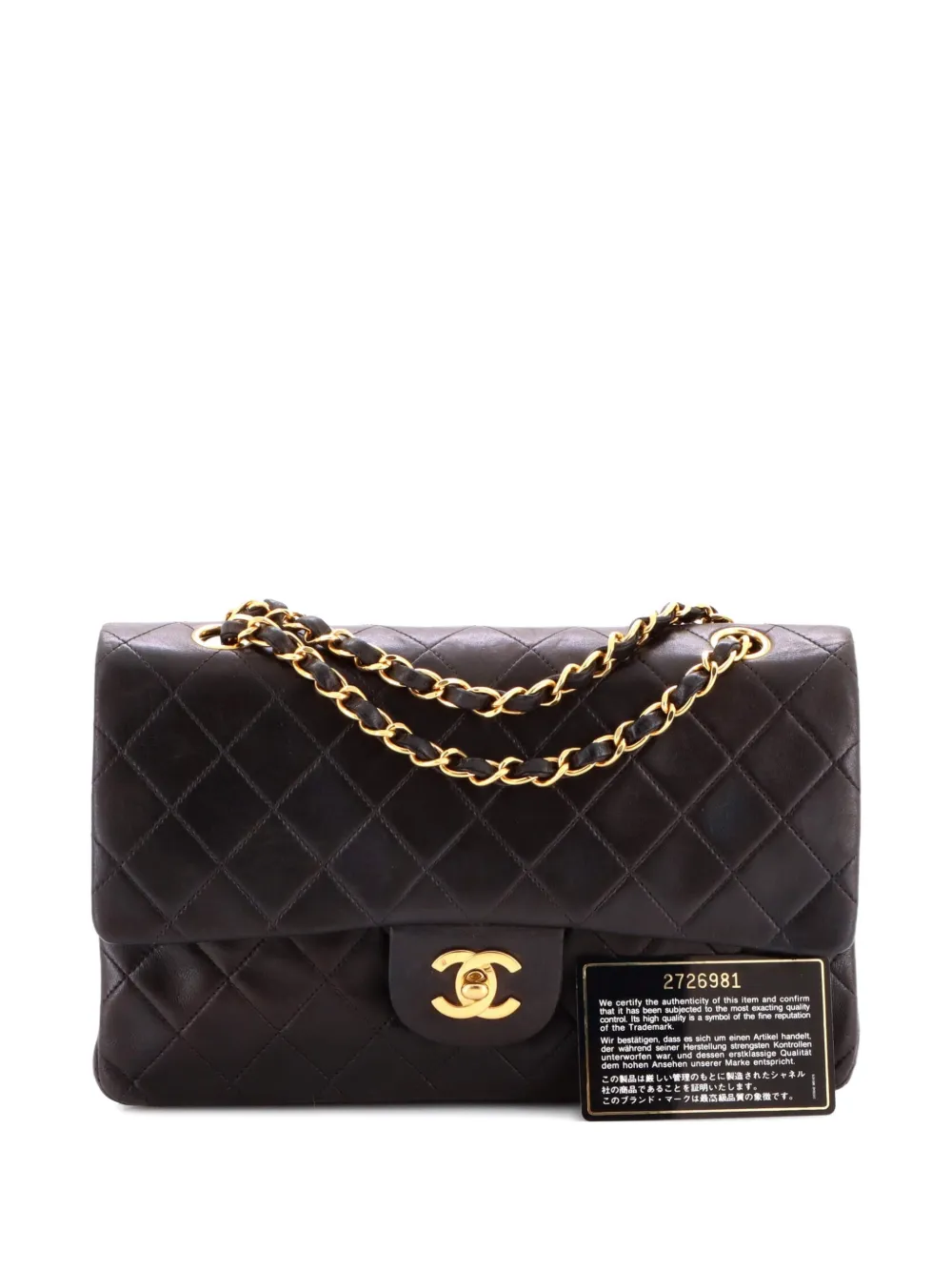 CHANEL Pre-Owned Borsa a spalla Classic Double Flap media in pelle di agnello trapuntata - Nero