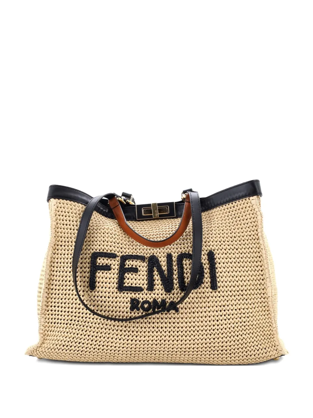 Fendi Pre-Owned Peekaboo X- Raffia Medium tote bag - Toni neutri